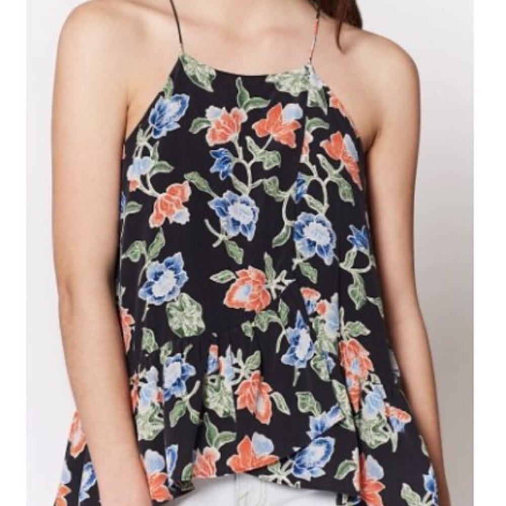 $198 Joie Silk Floral Spaghetti Straps tank top XS